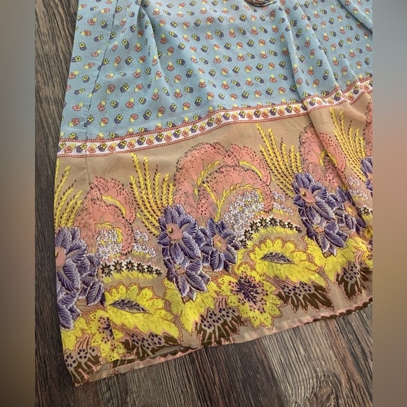 Lani Smocked Strapless Maxi Hawaiian Dress Women’s Lg Blue Yellow Salmon Floral - Picture 9 of 10